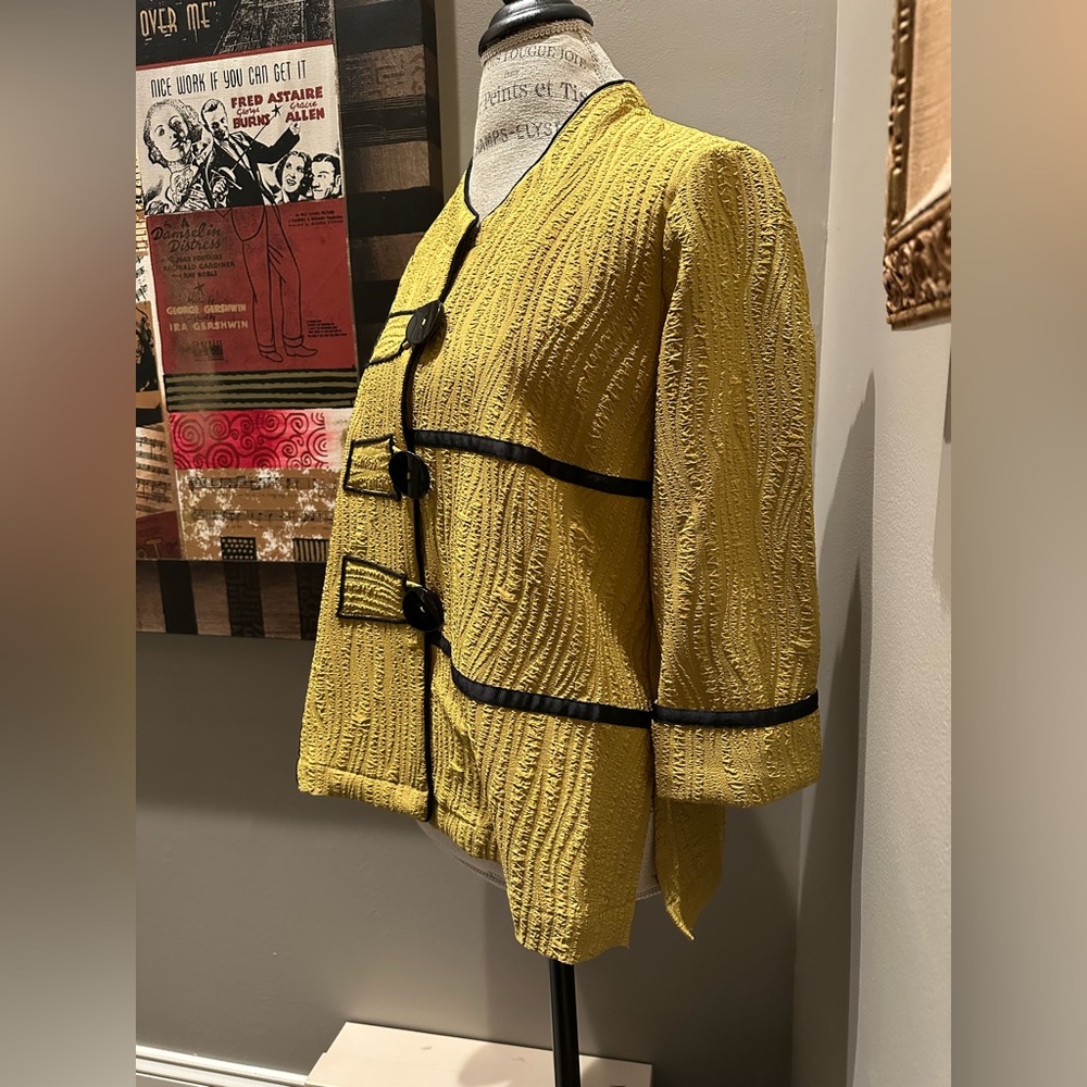 Ali Miles Mustard Yellow Artsy Swing Jacket - DARLING!! - Picture 3 of 9